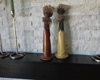 pottery Kachina/Kokopelli-inspired slab sculptures featuring distinct southwest design elements