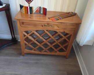 freestanding wooden wine rack console table