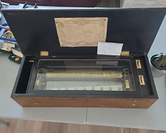 antique Swiss cylinder music box