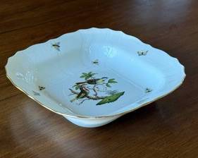 Herend Rothschild Bird Salad Bowl 24K Gold Trim