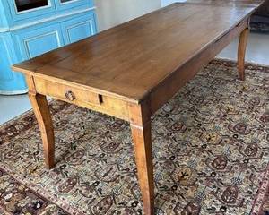 Antique French Normandy Elm Dining Table - c. 1880 / 19th Century French Provincial Farm Table