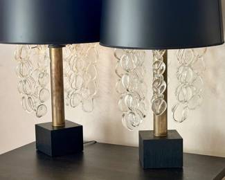Glass Drop Pendant Lamps Pair Custom Sculptural
