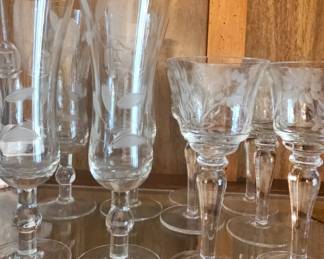 Vintage Etched Floral Crystal Stemware Collection - Willow Moon Pattern