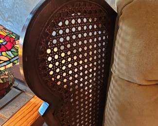 Vintage Lewittes Tufted Cane Wingback Chair