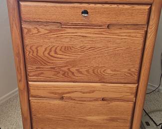 Oak Two-Drawer Locking File Cabinet