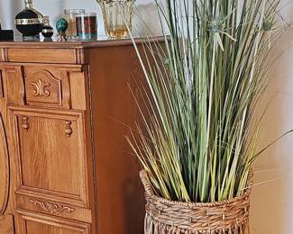 Artificial Papyrus Plant in Woven Seagrass Basket