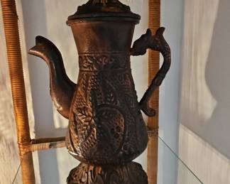 Decorative Cast Iron Coffee Pot / Teapot with Dragon Handle