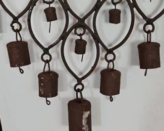 Wrought Iron Diamond Pattern Wind Chime with Bells