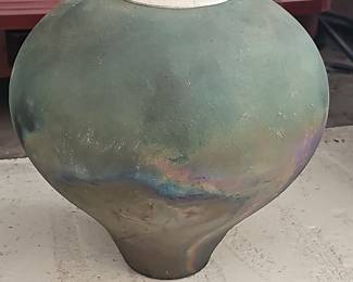 Raku Iridescent Globular Vase