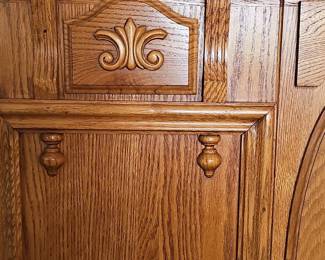 Vintage Oak Liquor Cabinet with Oval Panel Doors