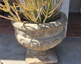 Large Cast Stone Scalloped Garden Urn