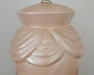 Vintage Peach Ceramic Swag-Drape Table Lamp, Hollywood Regency Style
