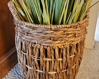 Artificial Papyrus Plant in Woven Seagrass Basket
