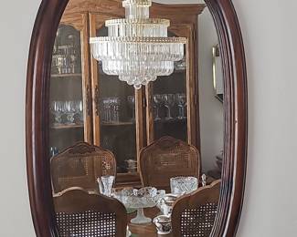 Vintage Oval Mahogany Wall Mirror