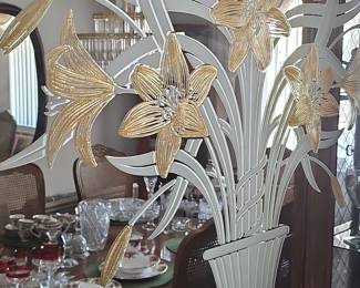 Robert Slimbach for Windsor Art Octagonal Floral Etched Mirror
