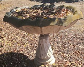 Vintage Cast Concrete Scalloped Birdbath