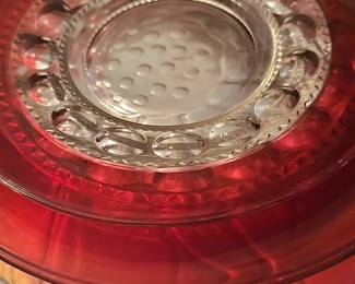 King's Crown Ruby Flashed Thumbprint Plate