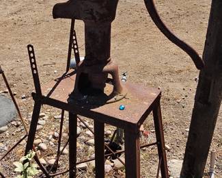 Antique Cast Iron Hand Water Pump on Stand