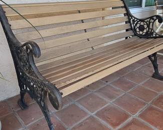 Victorian-Style Cast Iron and Wood Garden Bench with Lion Heads