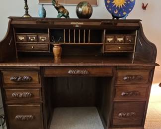Antique Oak S-Curve Roll Top Desk