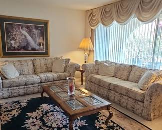 Schnadig Floral Print Sofa with Matching Accent Pillows