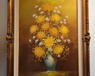 Mid-Century Floral Still Life Oil Painting by Robert Cox