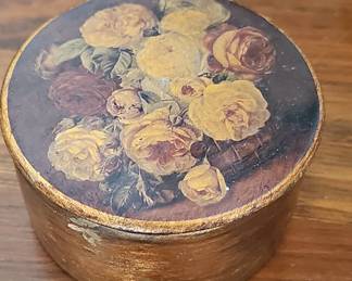 Vintage Italian Florentine Style Floral Decoupage Trinket Box