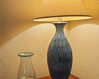 Mid-Century Modern Blue Drip Glaze Ceramic Table Lamp by Possini Euro Design
