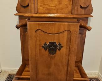 Victorian Style Oak Hall Tree with Mirror and Storage