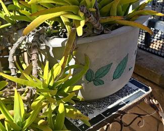 Vintage Wrought Iron and Ceramic Tile Plant Stand
