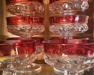 King's Crown Thumbprint Ruby Flashed Glassware Set