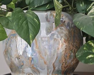 Iridescent Marbled Swirl Ceramic Planter