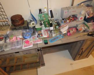 Sewing items and sewing cabinet.