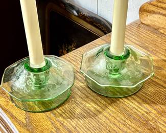 Uranium Glass Candlesticks