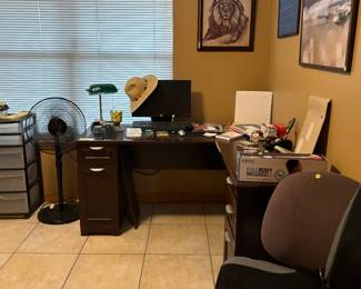 Office supplies, desk, chair