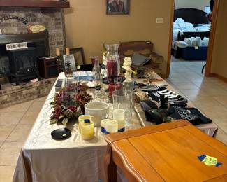 Coffee table, side table, western chair, spurs memorabilia