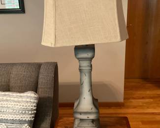 pair of Blue Grey Lamps with shades