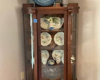 Turn of the century Curved glass display curio cabinet