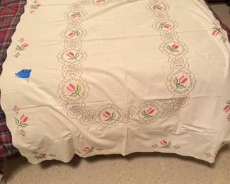 Hand stitched table cloth or bedspread cover