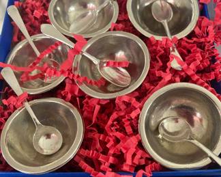 Salisbury Pewter salts w/ spoons