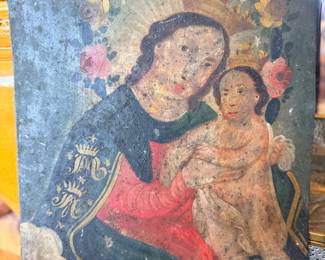 MADONNA & CHILD 17TH CENTURY PAINTING ON PANEL