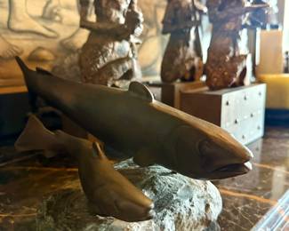 BRONZE FISH ON STONE
