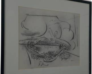 2326 Harry Zarin Signed Original Landscape Drawing Professionally Framed