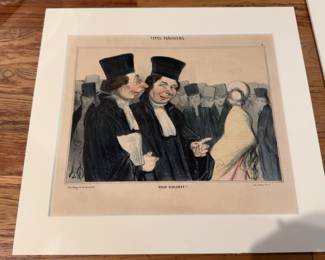 12x13 Honor Daumier HandColored Lithograph Vieux Sclrat Matted