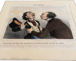 12x13 Honor Daumier HandColored Lithograph Dsagrment de causer Matted