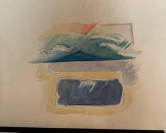 18x24 Harry Zarin Abstract Impressionist Landscape Watercolor Painting