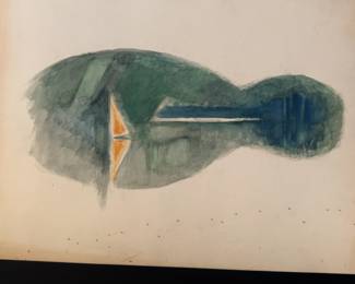 18x24 Harry Zarin Abstract Watercolor Painting