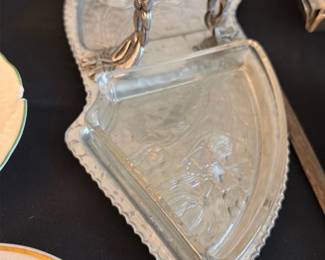Silverplate Glass Crumb Tray