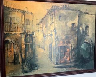 Signed Street Scene Painting