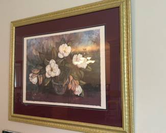 Framed Floral Print with Gold Frame